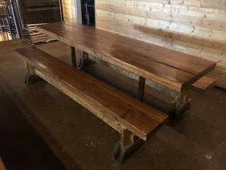 Wood Plank Table c/w Benches 8'.