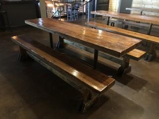 Wood Plank Table c/w Benches 8'.