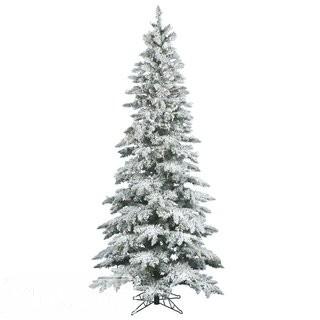The Holiday Aisle Flocked Utica Fir 7.5' White Artificial Christmas Tree with 360 LED Warm White Lights with Stand (THDA4459)