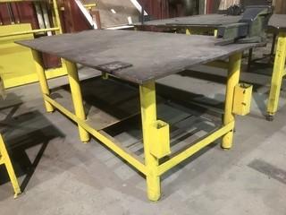 8'X 4'X 3' Steel Table C/w Vise