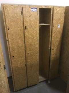 Wood 4-Door Storage Locker *Note: One Door Missing*