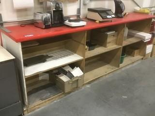 2' X 10' Storage Counter C/w Misc Supplies *Note: Contents On Top Counter Not Included*
