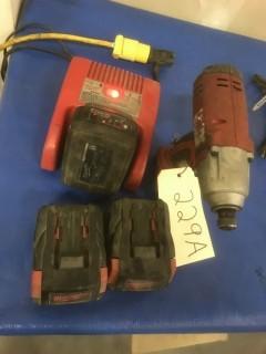 Milwaukee Cordless Screw Gun C/w Batteries And Charger