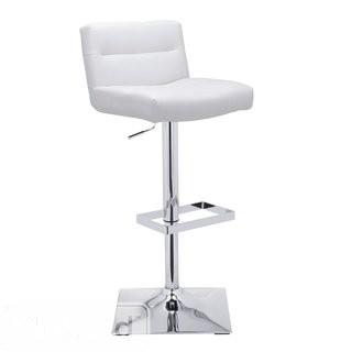 Sunpan Modern Urban Unity Stafford Adjustable Height Swivel Bar Stool with Cushion - White (SNPN4508_20659500)