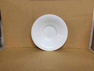Lot of (6) Porcelain Broad Rim Starter Plates 9.5". New