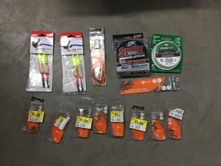 Lot of Assorted Fishing Supplies C.O. Hooks, Floats and Line