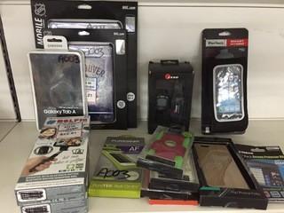 Lot of Assorted Electronic Accessories C.O. Cell Phone Cases, Selfie Stick, Heart Rate Monitor