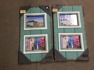 Lot of (2) Wood Photo Frames (5"x7")  21"x 11 3/4"