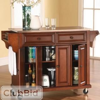 Darby Home Co Pottstown Kitchen Island with Stainless Steel Top - Cherry(DBHC1679_15046861)