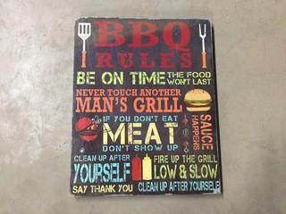 BBQ Rules Wood Sign 16"x 20"