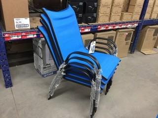 Lot of (4) Blue/Black Stacking Outdoor Chairs