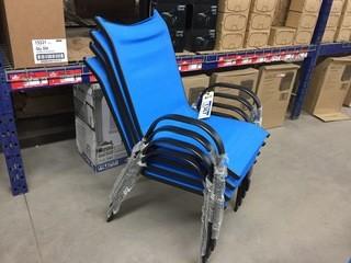 Lot of (4) Blue/Black Stacking Outdoor Chairs