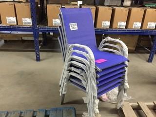 Lot of (6) Blue/Silver Stacking Outdoor Chairs