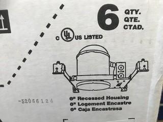 Lot of (6) Halo 6" Recessed Light Housings & (6) Specular Relector Cones.