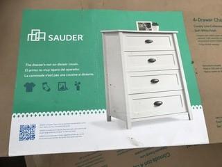 Sauder 32 1/4" x 18 3/8" x 41 1/2"  4 Drawer Chest of Drawers In White.