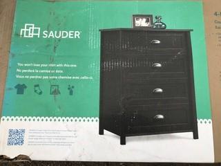 Sauder 32 1/4" x 18 3/8" x 41 1/2"  4 Drawer Chest of Drawers In Black.