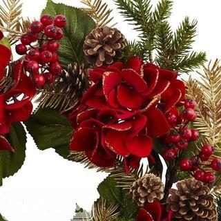 Nearly Natural 24 Hydrangea Pine Wreath (TXN4471)