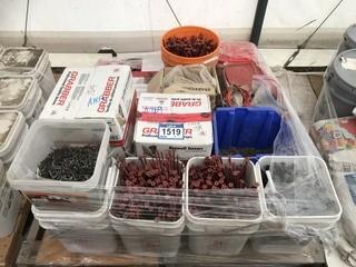 Lot of Assorted Fasteners c/o Drywall Screws, Deck Screws, Tin Screws, Anchor Screws, Etc.