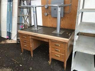 Seven Drawer Office Desk 60"x34" & Table 60"x30".