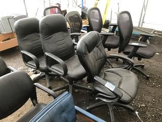 Lot of (3) Rolling Leather Office Chairs.