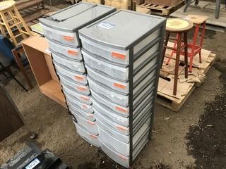 Lot of (2) 13"x17"x48" Plastic Storage Units.